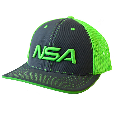 NSA Flex Fit Mesh Hat - 404M Graphite /  Neon Green