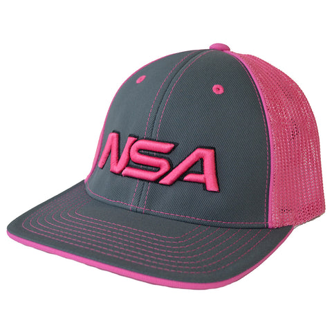 NSA Flex Fit Mesh Hat - 404M Graphite / Neon Pink